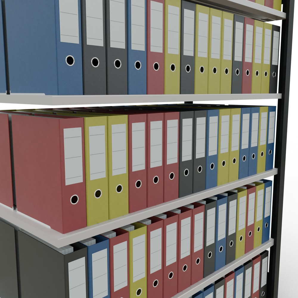 Numéro de l'image du produit 3: Rayonnage de bureau SCHULTE travée auxiliaire, utilisable des deux côtés, sans butées centrales, CT 150 kg, noir, HxlxP 2 000 x 1 300 x 600 mm