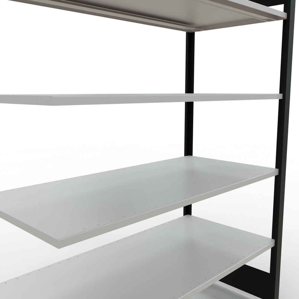 Numéro de l'image du produit 4: Rayonnage de bureau SCHULTE travée auxiliaire, utilisable des deux côtés, sans butées centrales, CT 150 kg, noir, HxlxP 2 000 x 1 300 x 600 mm