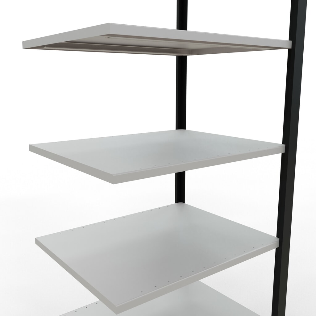 N° de l'image du produit 4 : Rayonnage de bureau SCHULTE travée auxiliaire, utilisable des deux côtés, sans butées centrales, CT 150 kg, noir, HxlxP 2 300 x 750 x 600 mm