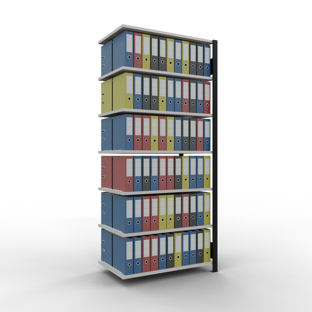 Numéro de l'image du produit 2: Rayonnage de bureau SCHULTE travée auxiliaire, utilisable des deux côtés, sans butées centrales, CT 150 kg, noir, HxlxP 2 300 x 1 000 x 600 mm