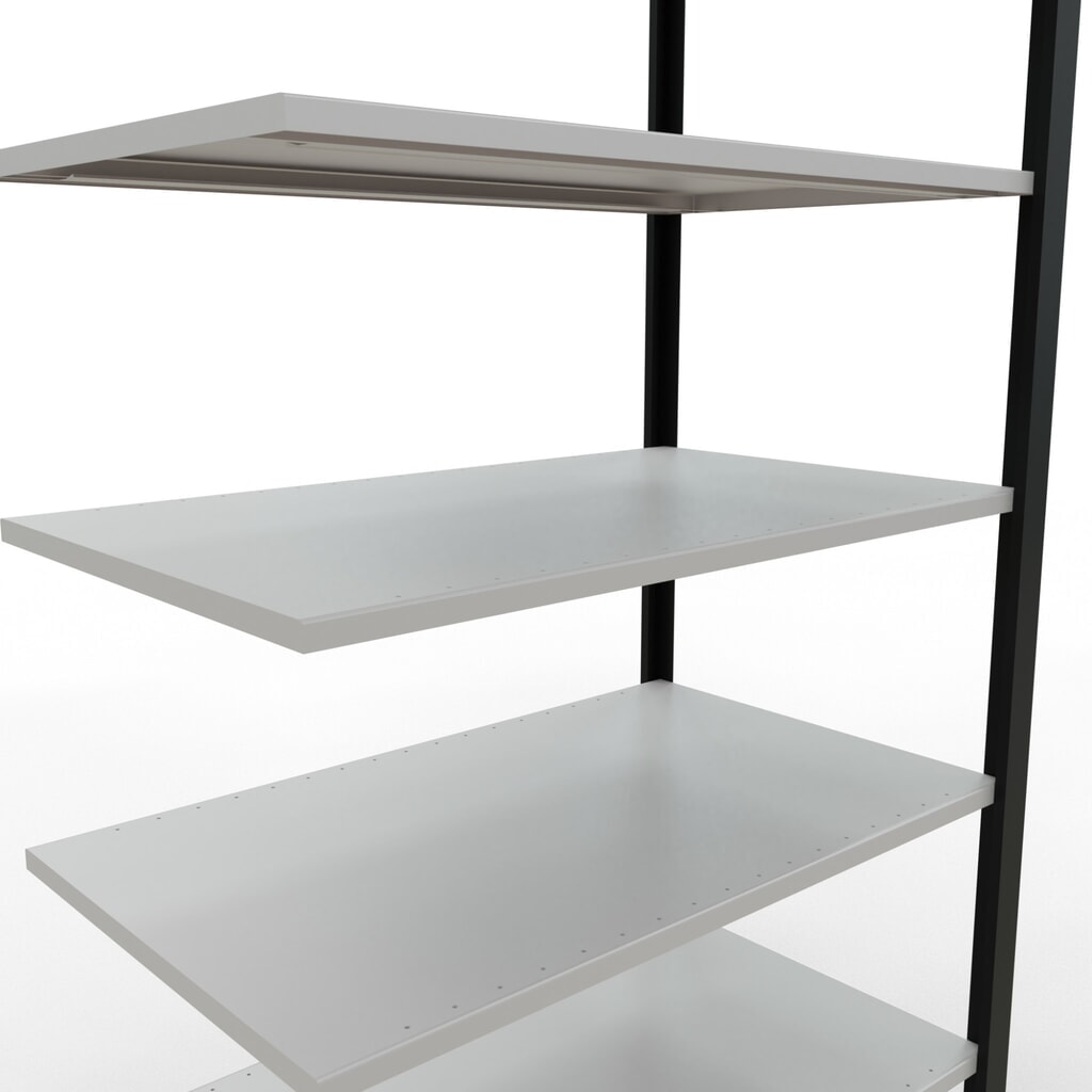 N° de l'image du produit 4 : Rayonnage de bureau SCHULTE travée auxiliaire, utilisable des deux côtés, sans butées centrales, CT 150 kg, noir, HxlxP 2 300 x 1 000 x 600 mm