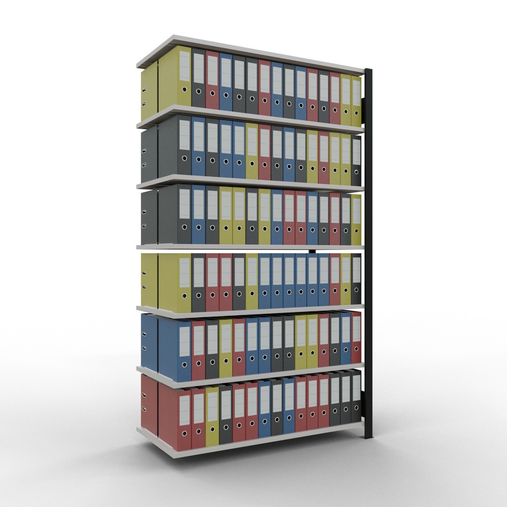 Numéro de l'image du produit 2: Rayonnage de bureau SCHULTE travée auxiliaire, utilisable des deux côtés, sans butées centrales, CT 150 kg, noir, HxlxP 2 300 x 1 300 x 600 mm