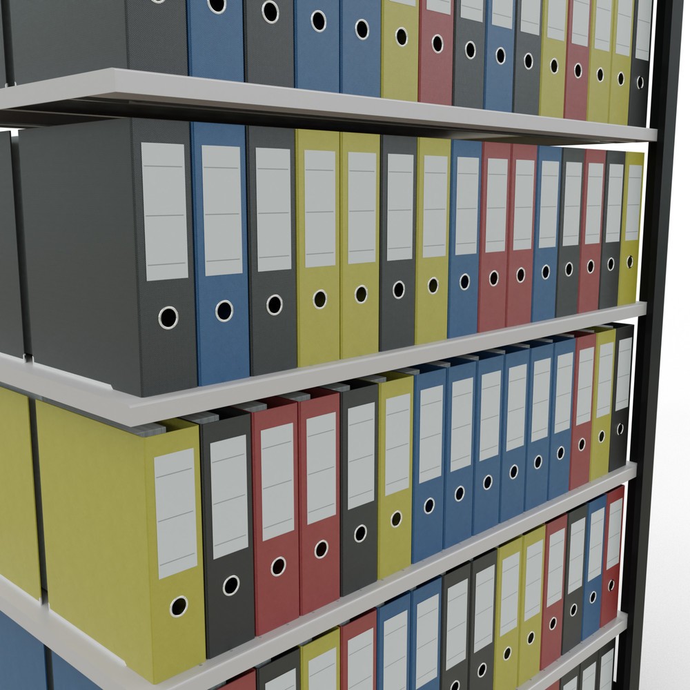 Numéro de l'image du produit 3: Rayonnage de bureau SCHULTE travée auxiliaire, utilisable des deux côtés, sans butées centrales, CT 150 kg, noir, HxlxP 2 300 x 1 300 x 600 mm