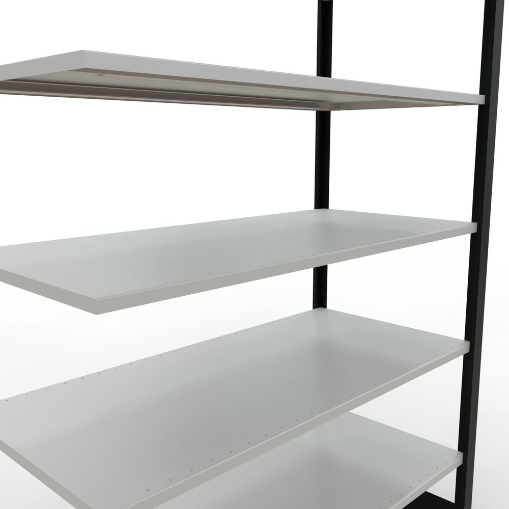 Numéro de l'image du produit 4: Rayonnage de bureau SCHULTE travée auxiliaire, utilisable des deux côtés, sans butées centrales, CT 150 kg, noir, HxlxP 2 300 x 1 300 x 600 mm