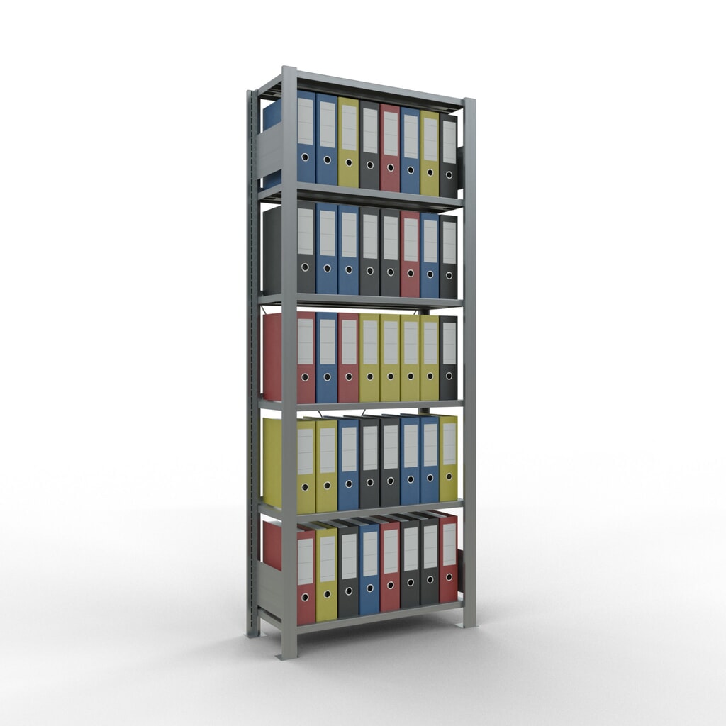 N° de l'image du produit 3 : Rayonnage de bureau SCHULTE travée de base, utilisable d’un seul côté, avec barres de butée, CT 85 kg, HxlxP 2 000 x 750 x 300 mm