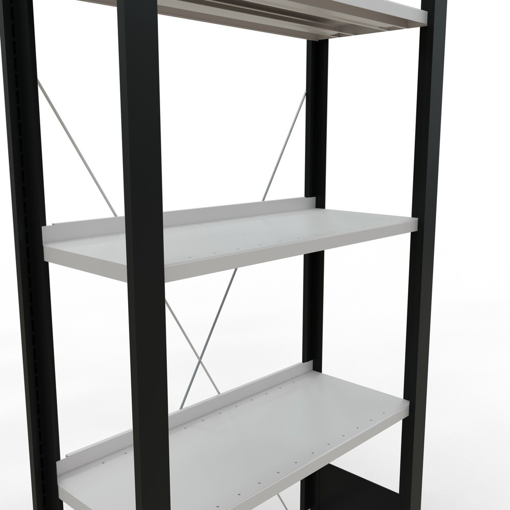 Numéro de l'image du produit 4: Rayonnage de bureau SCHULTE travée de base, utilisable d’un seul côté, avec barres de butée, CT 85 kg, noir, HxlxP 1 800 x 750 x 300 mm