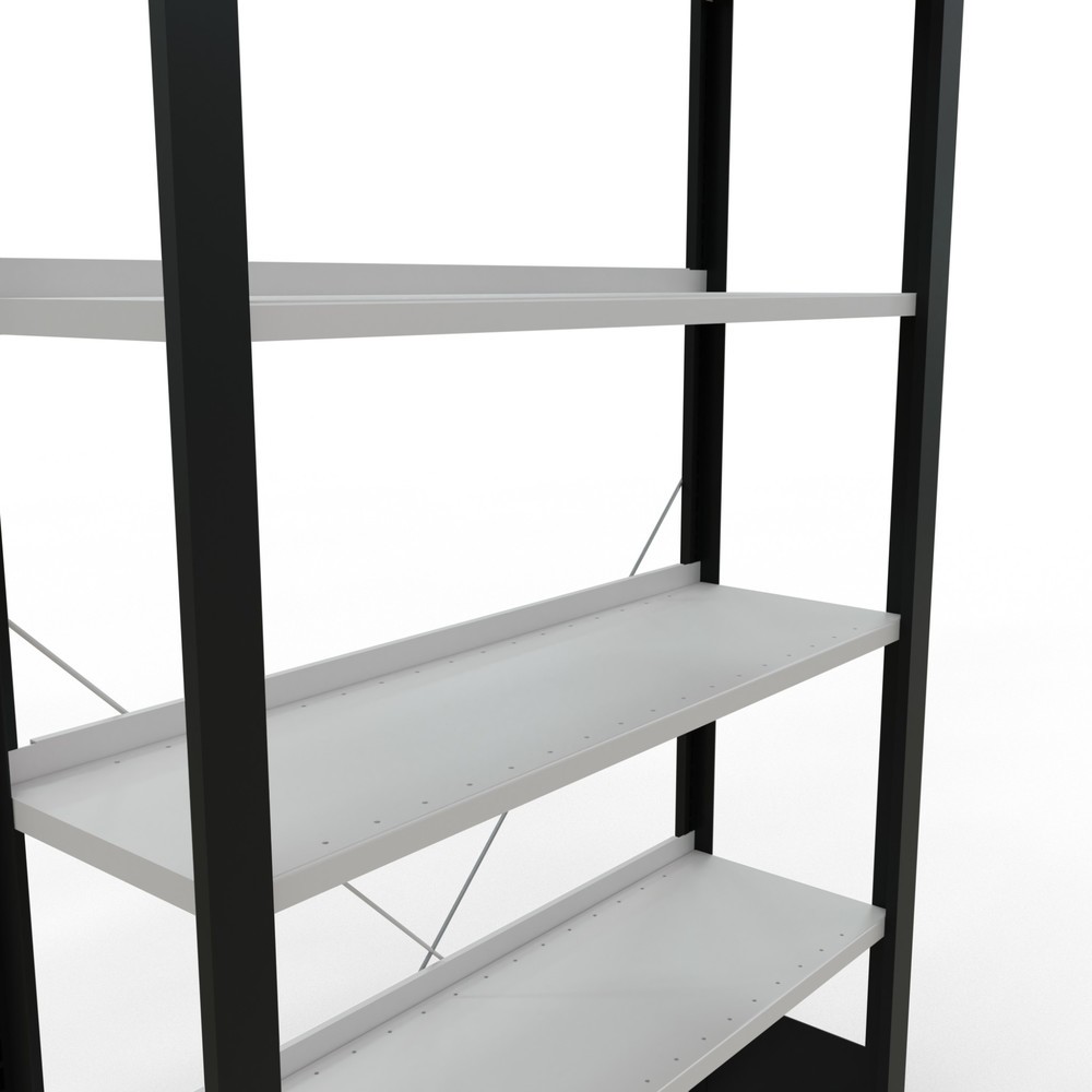 Numéro de l'image du produit 4: Rayonnage de bureau SCHULTE travée de base, utilisable d’un seul côté, avec barres de butée, CT 85 kg, noir, HxlxP 2 000 x 1 000 x 300 mm