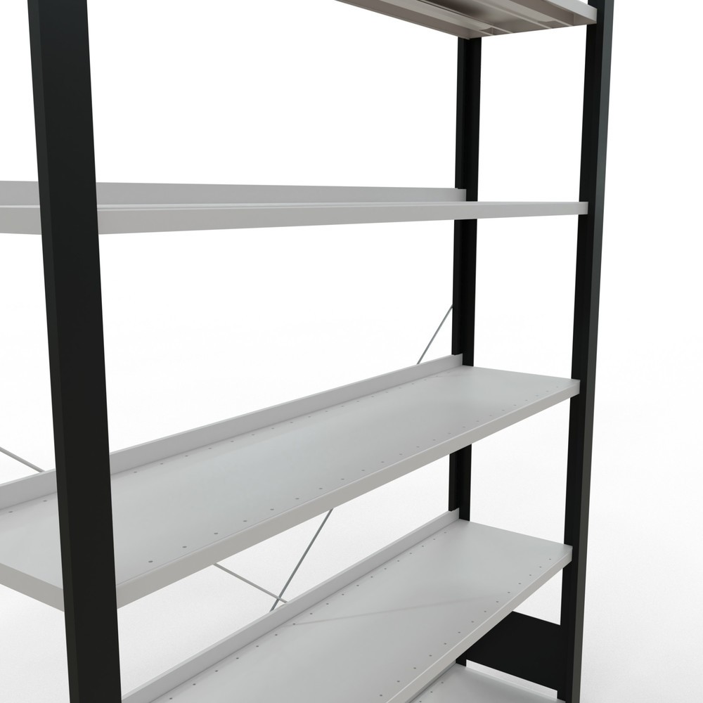 Numéro de l'image du produit 4: Rayonnage de bureau SCHULTE travée de base, utilisable d’un seul côté, avec barres de butée, CT 85 kg, noir, HxlxP 2 000 x 1 300 x 300 mm