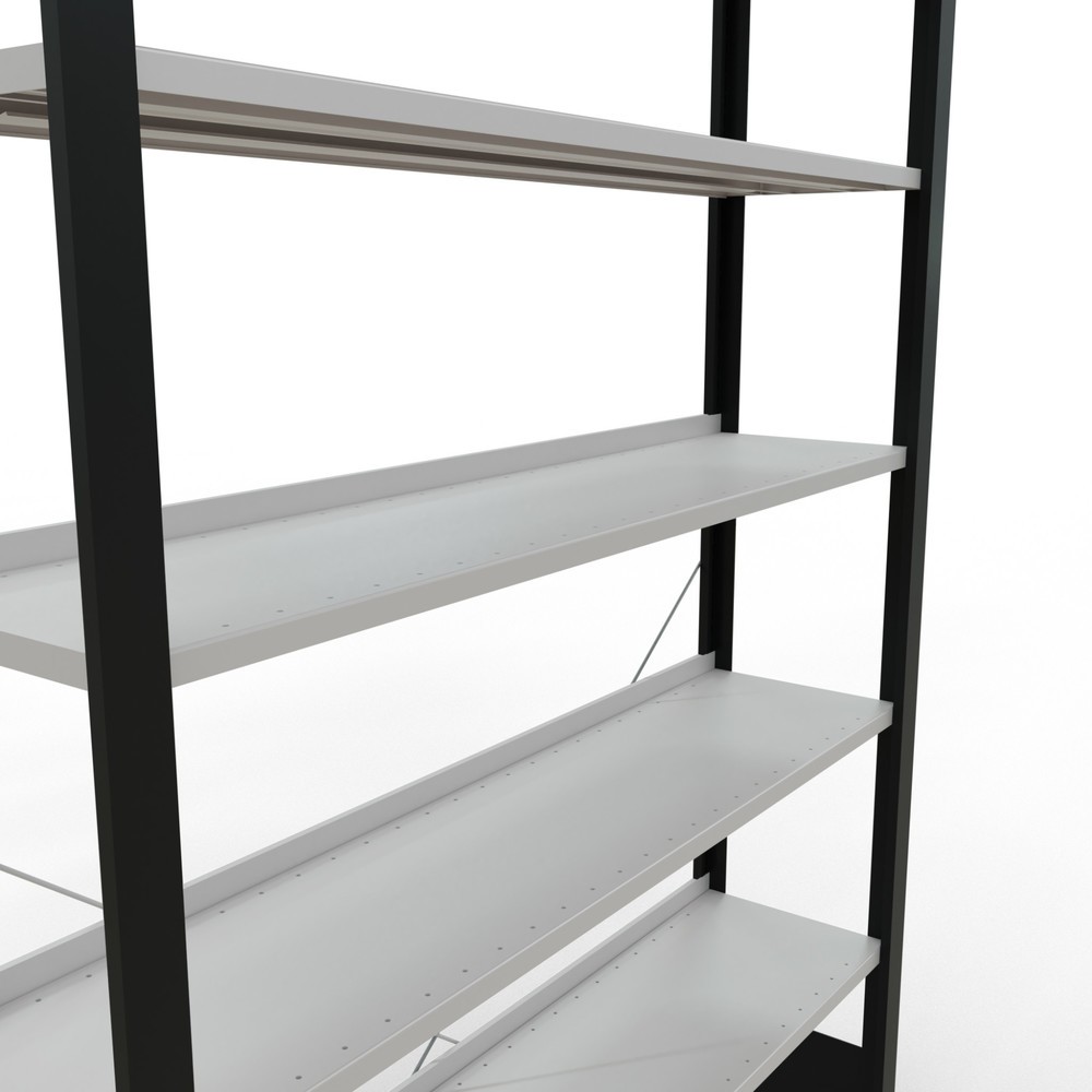 Numéro de l'image du produit 4: Rayonnage de bureau SCHULTE travée de base, utilisable d’un seul côté, avec barres de butée, CT 85 kg, noir, HxlxP 2 300 x 1 300 x 300 mm