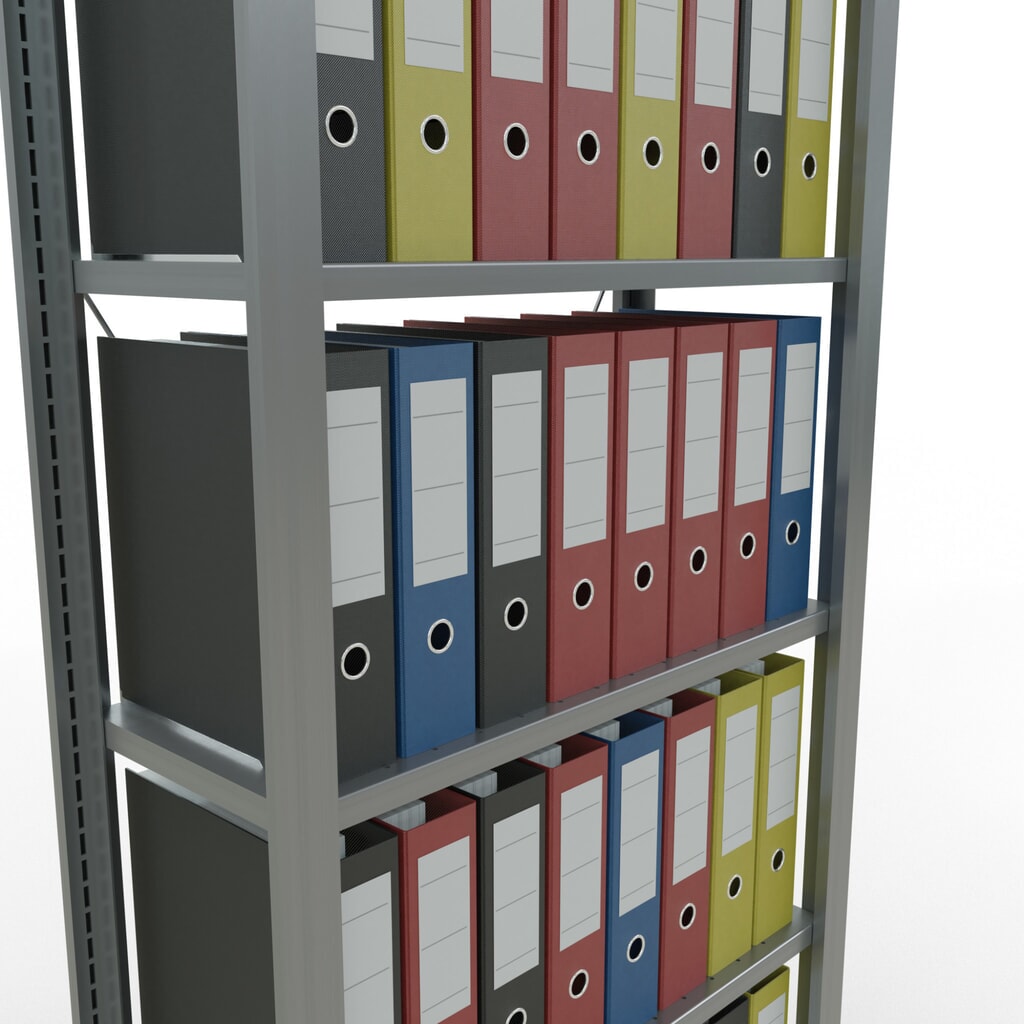 N° de l'image du produit 3 : Rayonnage de bureau SCHULTE travée de base, utilisable d’un seul côté, sans barres de butée, CT 85 kg, HxlxP 2 000 x 750 x 300 mm