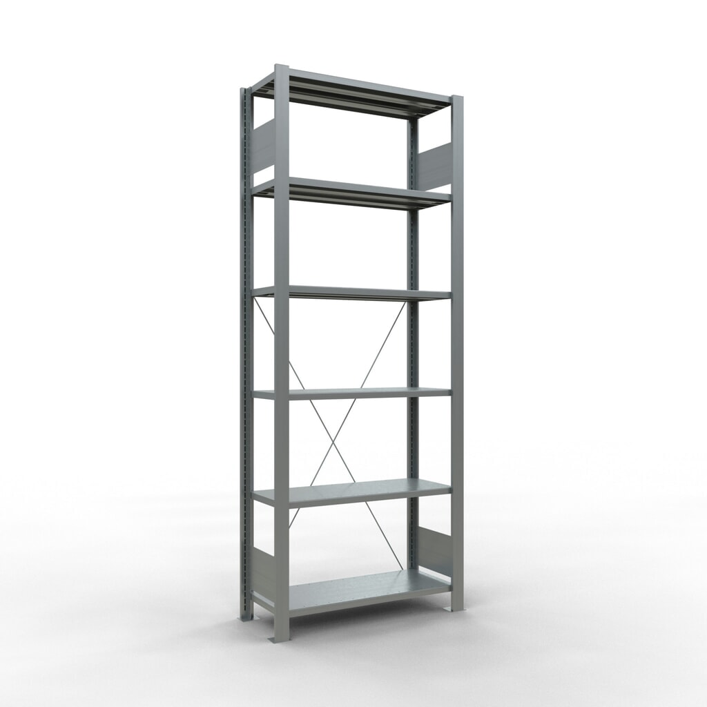 N° de l'image du produit 1 : Rayonnage de bureau SCHULTE travée de base, utilisable d’un seul côté, sans barres de butée, CT 85 kg, HxlxP 2 000 x 750 x 300 mm