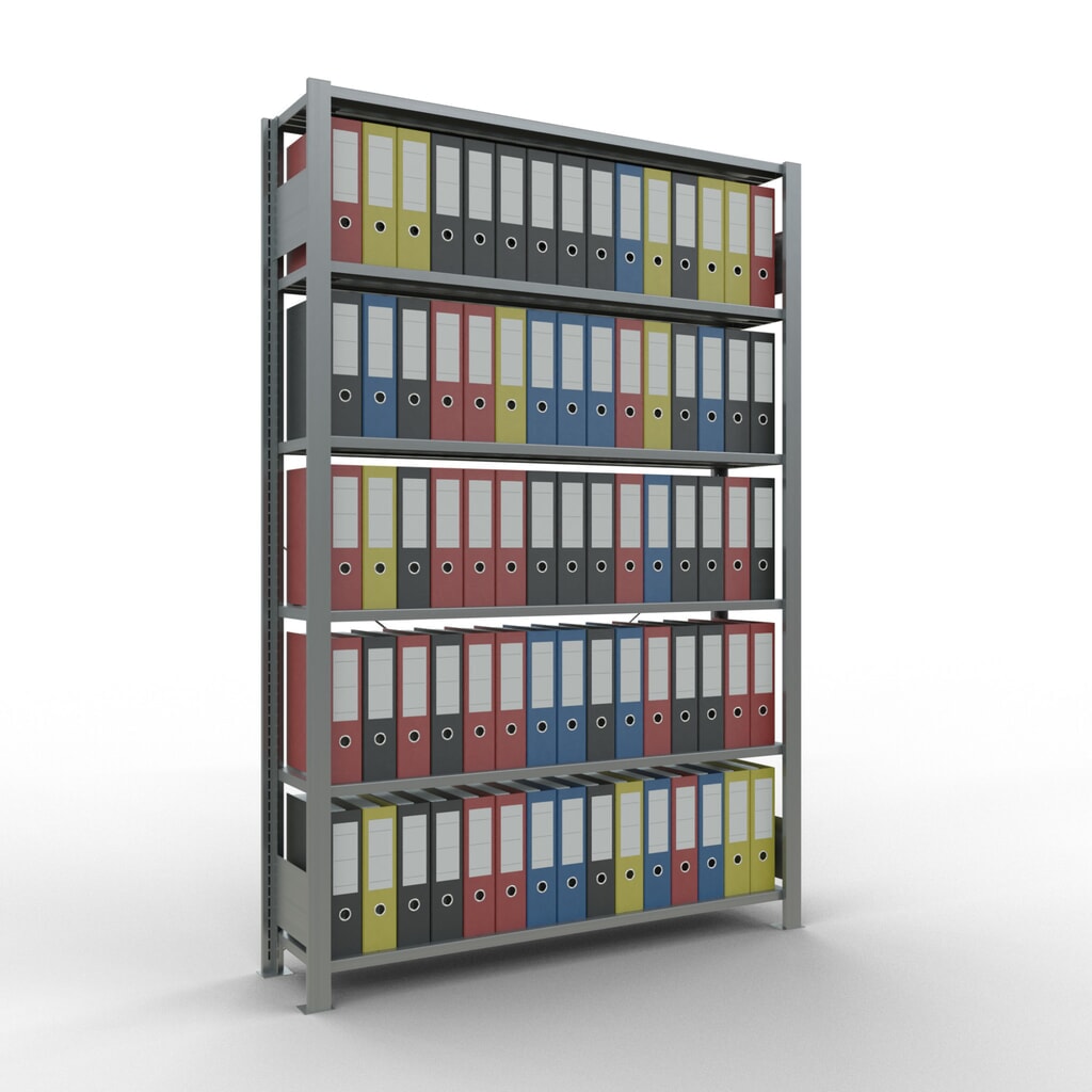 N° de l'image du produit 2 : Rayonnage de bureau SCHULTE travée de base, utilisable d’un seul côté, sans barres de butée, CT 85 kg, HxlxP 2 000 x 1 300 x 300 mm