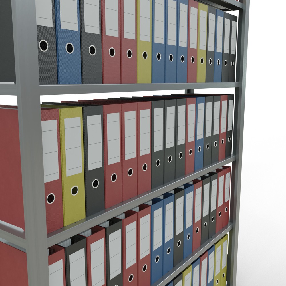 Numéro de l'image du produit 3: Rayonnage de bureau SCHULTE travée de base, utilisable d’un seul côté, sans barres de butée, CT 85 kg, HxlxP 2 000 x 1 300 x 300 mm