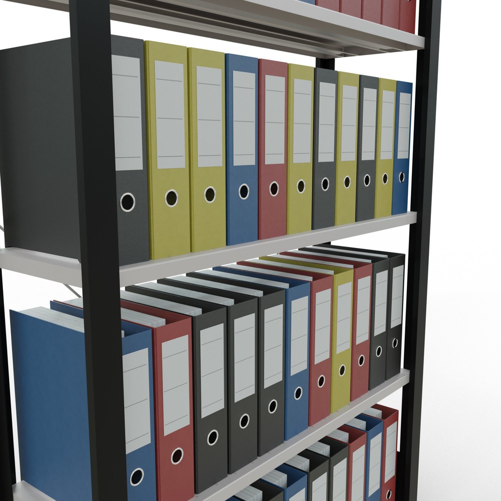 Numéro de l'image du produit 3: Rayonnage de bureau SCHULTE travée de base, utilisable d’un seul côté, sans barres de butée, CT 85 kg, noir, HxlxP 1 800 x 1 000 x 300 mm