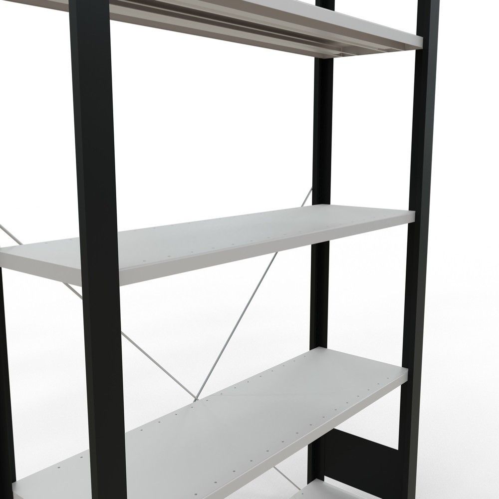 Numéro de l'image du produit 4: Rayonnage de bureau SCHULTE travée de base, utilisable d’un seul côté, sans barres de butée, CT 85 kg, noir, HxlxP 1 800 x 1 000 x 300 mm