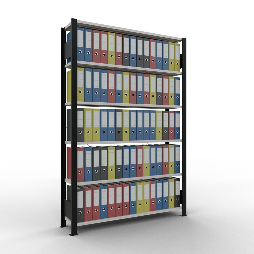 Numéro de l'image du produit 2: Rayonnage de bureau SCHULTE travée de base, utilisable d’un seul côté, sans barres de butée, CT 85 kg, noir, HxlxP 2 000 x 1 300 x 300 mm