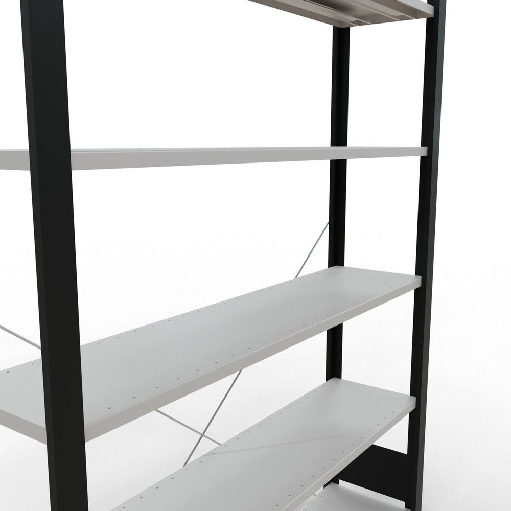 Numéro de l'image du produit 4: Rayonnage de bureau SCHULTE travée de base, utilisable d’un seul côté, sans barres de butée, CT 85 kg, noir, HxlxP 2 000 x 1 300 x 300 mm