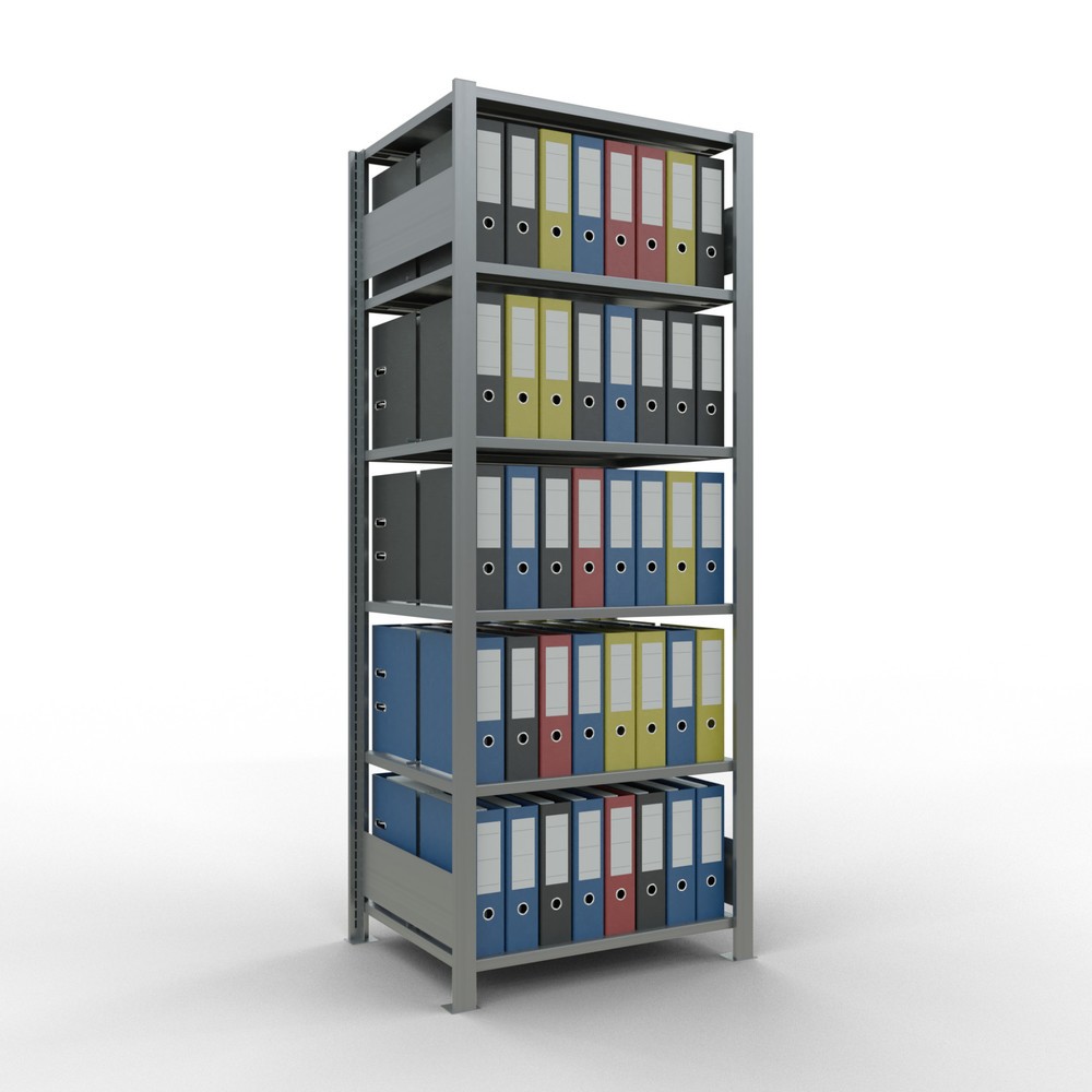 Numéro de l'image du produit 3: Rayonnage de bureau SCHULTE travée de base, utilisable des deux côtés, avec butées centrales, CT 150 kg, HxlxP 2 000 x 750 x 600 mm