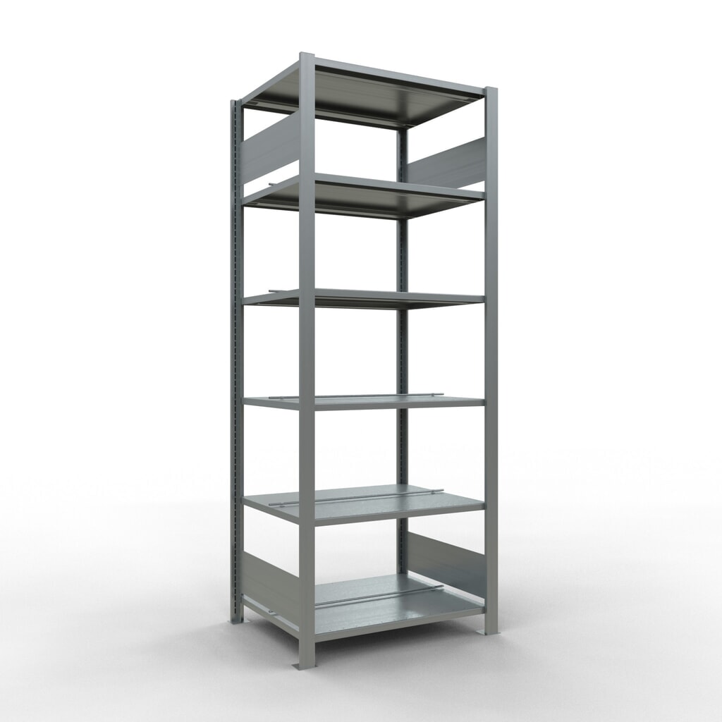 Illustration du produit: Rayonnage de bureau SCHULTE travée de base, utilisable des deux côtés, avec butées centrales, CT 150 kg, HxlxP 2 000 x 750 x 600 mm