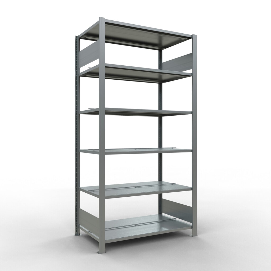 Rayonnage de bureau SCHULTE travée de base, utilisable des deux côtés, avec butées centrales, CT 150 kg, HxlxP 2 000 x 1 000 x 600 mm Illustration du produit: Rayonnage de bureau SCHULTE travée de base, utilisable des deux côtés, avec butées centrales, CT 150 kg, HxlxP 2 000 x 1 000 x 600 mm