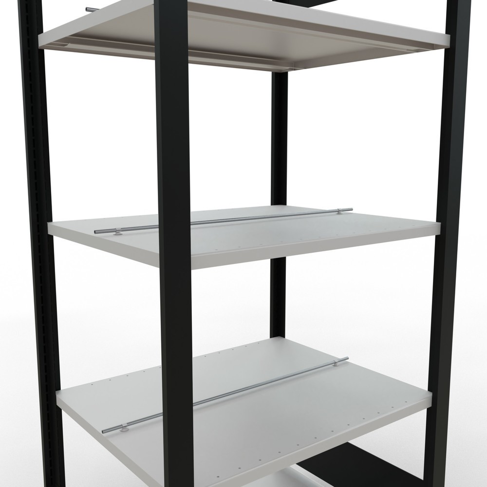 Numéro de l'image du produit 4: Rayonnage de bureau SCHULTE travée de base, utilisable des deux cotés, avec butées centrales, CT 150 kg, noir, HxlxP 1 800 x 750 x 600 mm