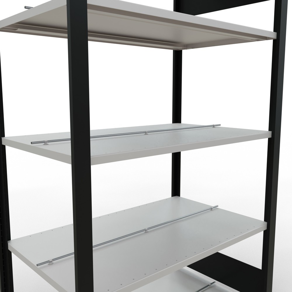Numéro de l'image du produit 4: Rayonnage de bureau SCHULTE travée de base, utilisable des deux cotés, avec butées centrales, CT 150 kg, noir, HxlxP 1 800 x 1 000 x 600 mm