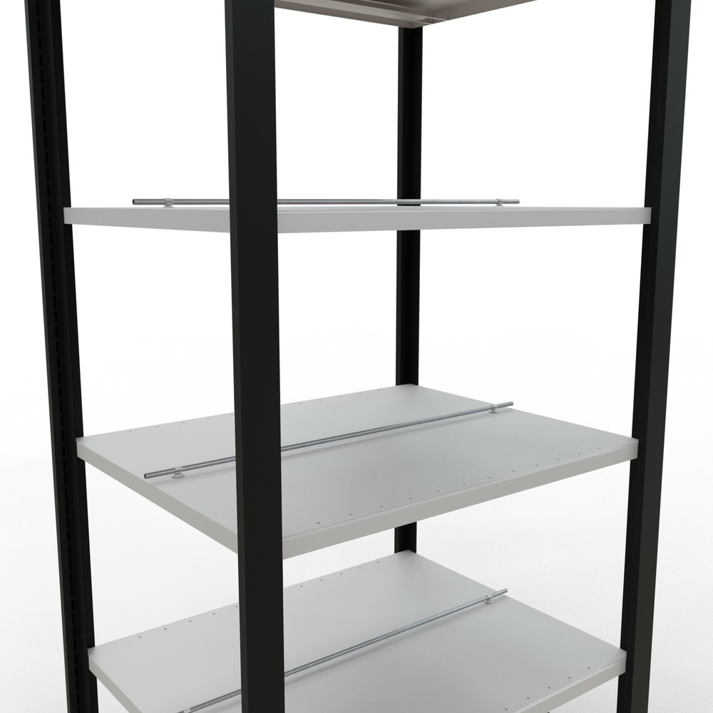 Numéro de l'image du produit 4: Rayonnage de bureau SCHULTE travée de base, utilisable des deux côtés, avec butées centrales, CT 150 kg, noir, HxlxP 2 000 x 750 x 600 mm