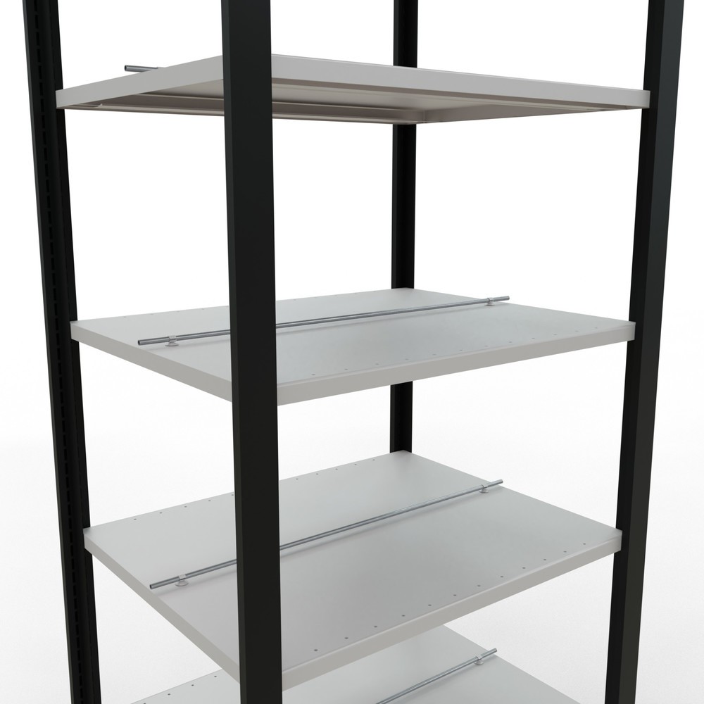 Numéro de l'image du produit 4: Rayonnage de bureau SCHULTE travée de base, utilisable des deux côtés, avec butées centrales, CT 150 kg, noir, HxlxP 2 300 x 750 x 600 mm