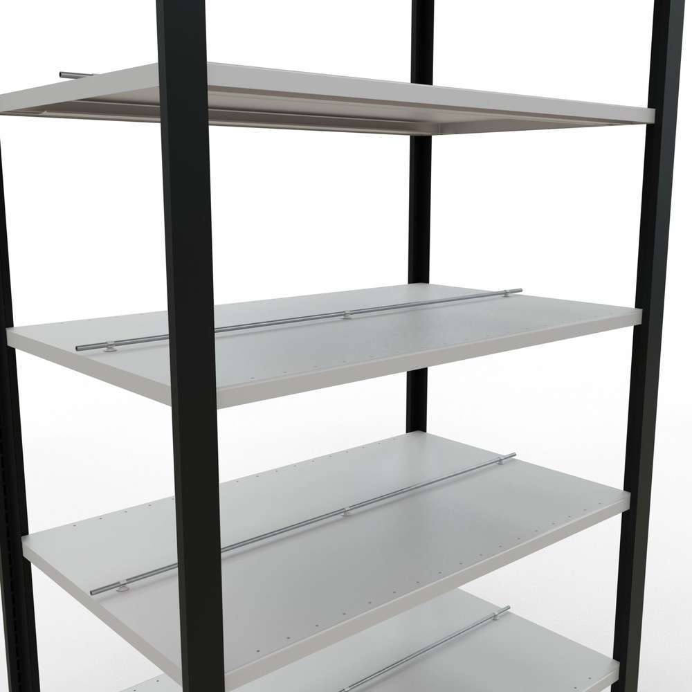 Numéro de l'image du produit 4: Rayonnage de bureau SCHULTE travée de base, utilisable des deux côtés, avec butées centrales, CT 150 kg, noir, HxlxP 2 300 x 1 000 x 600 mm