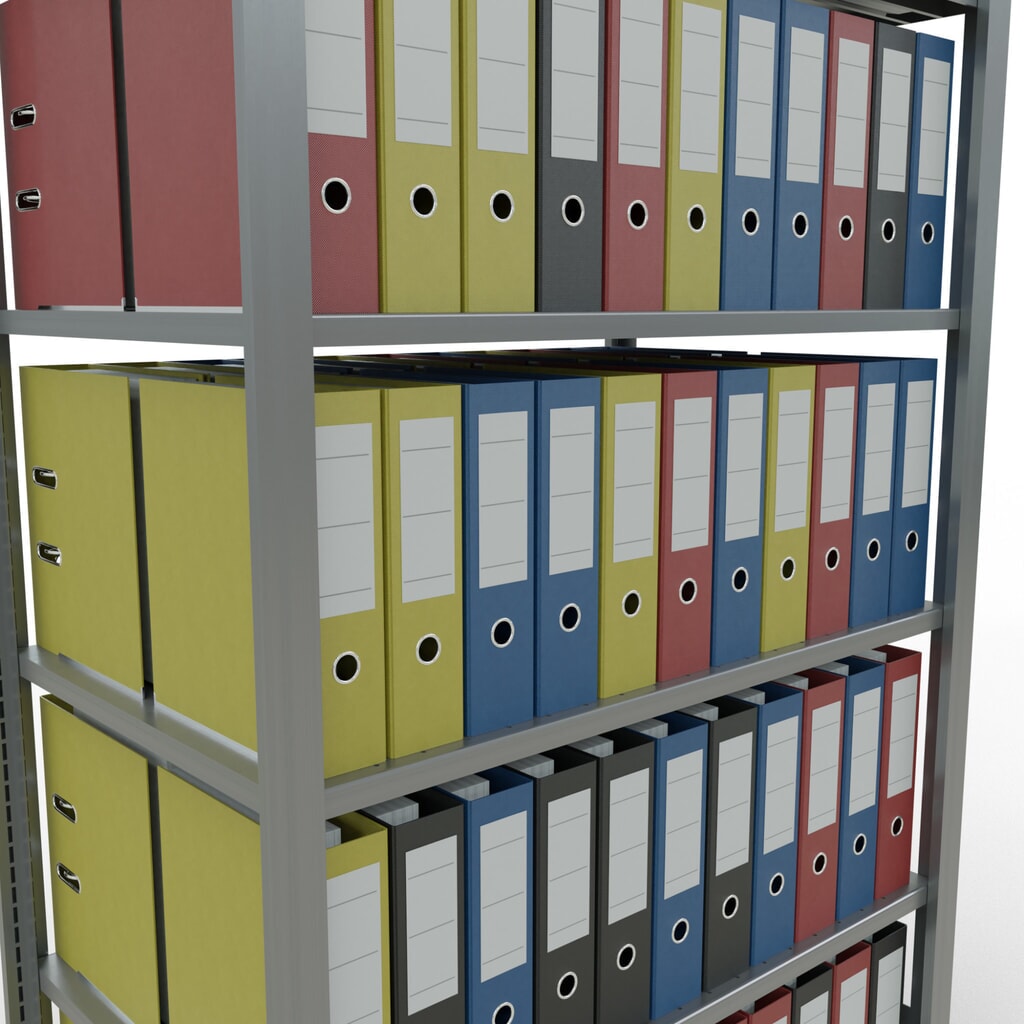 N° de l'image du produit 4 : Rayonnage de bureau SCHULTE travée de base, utilisable des deux côtés, sans butées centrales, CT 150 kg, HxlxP 2 000 x 1 000 x 600 mm