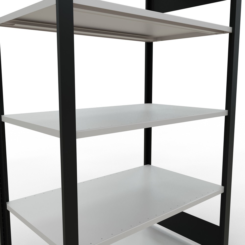 Numéro de l'image du produit 4: Rayonnage de bureau SCHULTE travée de base, utilisable des deux cotés, sans butées centrales, CT 150 kg, noir, HxlxP 1 800 x 1 000 x 600 mm
