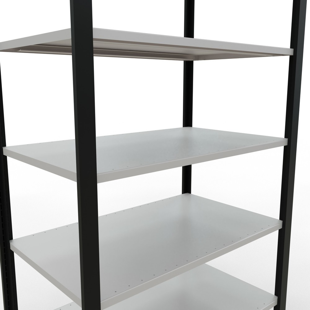 Numéro de l'image du produit 4: Rayonnage de bureau SCHULTE travée de base, utilisable des deux côtés, sans butées centrales, CT 150 kg, noir, HxlxP 2 300 x 1 000 x 600 mm