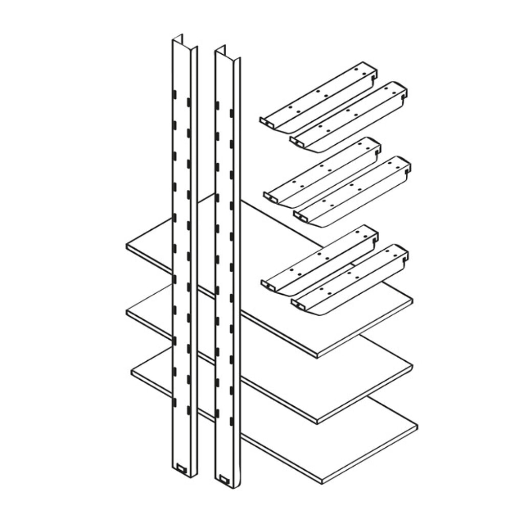 Rayonnage de stockage 1 000 - 3 niveaux, pour conteneurs de matériel XL + XXL, 3 niveaux, 2 colonnes de rayonnage, 6 bras porteurs en tôle d'acier galvanisée, 3 tablettes en bois 1 000 x 500 mm Illustration du produit: Rayonnage de stockage 1 000 - 3 niveaux, pour conteneurs de matériel XL + XXL, 3 niveaux, 2 colonnes de rayonnage, 6 bras porteurs en tôle d'acier galvanisée, 3 tablettes en bois 1 000 x 500 mm