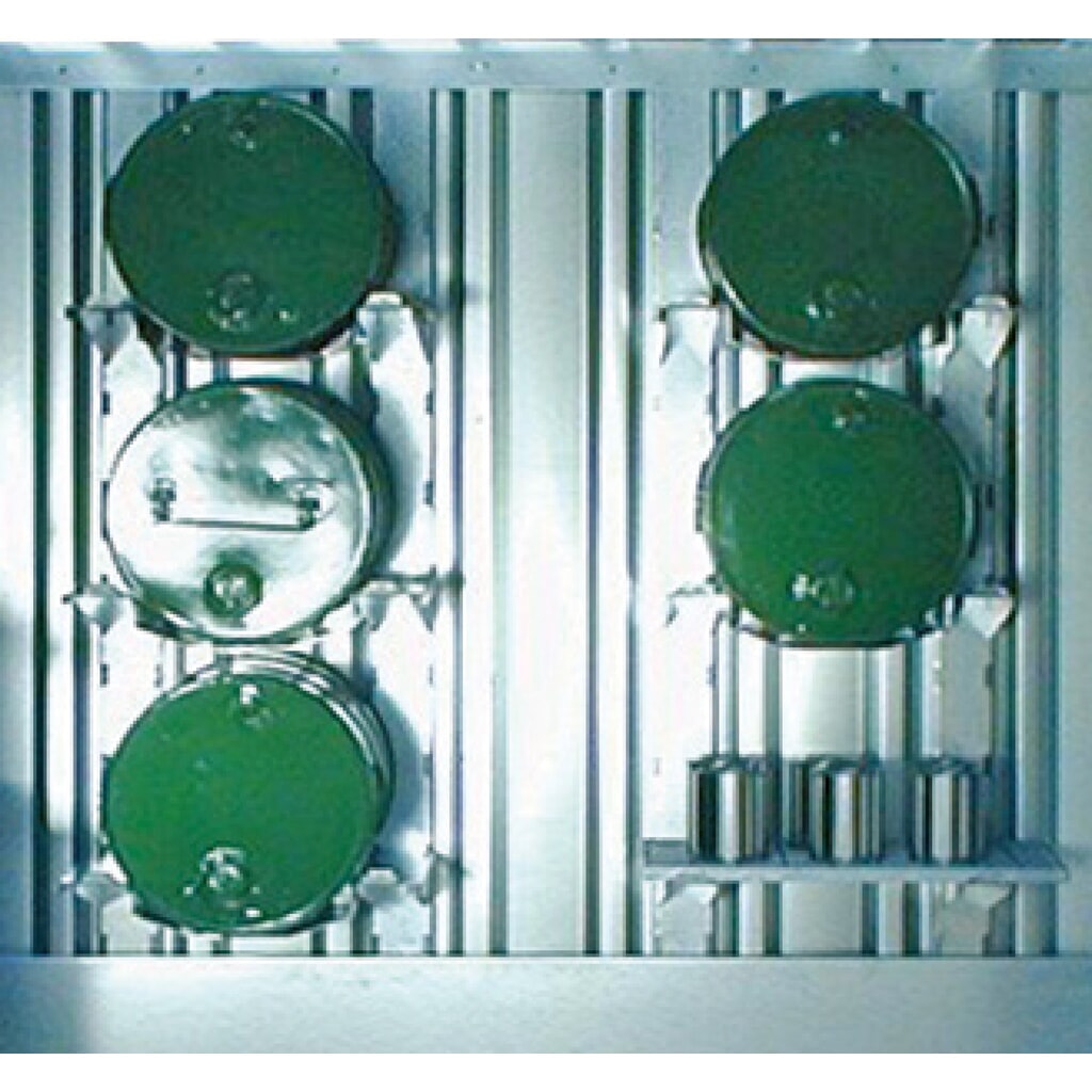 Rayonnage pour fûts / à caillebotis grille, pour petits bidons et 2 fûts de 50/60 l Illustration du produit: Rayonnage pour fûts / à caillebotis grille, pour petits bidons et 2 fûts de 50/60 l