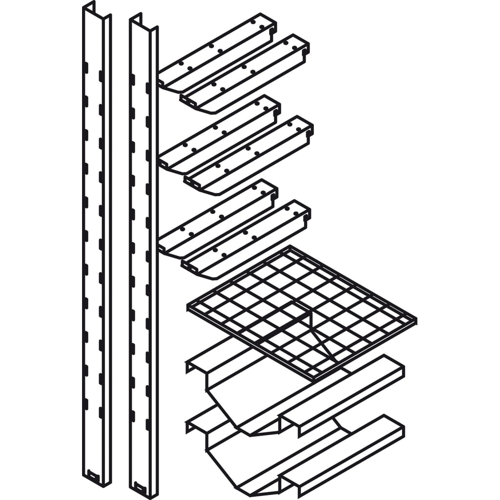 Rayonnage pour fûts / à caillebotis grille, pour petits bidons et 2 fûts de 50/60 l N° de l'image du produit 2 : Rayonnage pour fûts / à caillebotis grille, pour petits bidons et 2 fûts de 50/60 l