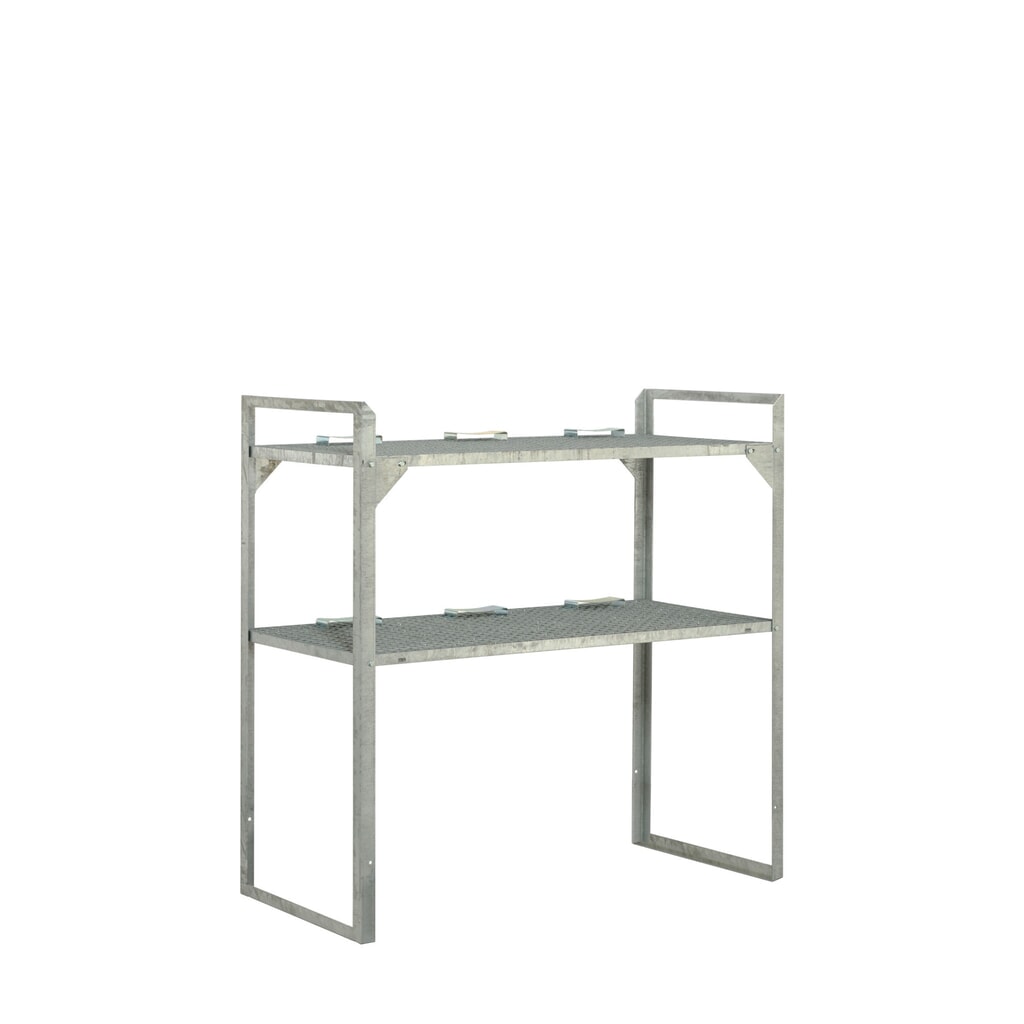 Rayonnage pour fûts type 360 pour dépôt à matières dangereuses en PE CEMO 220/2, H x l x P 1 300 x 1 320 x 630 mm Illustration du produit: Rayonnage pour fûts type 360 pour dépôt à matières dangereuses en PE CEMO 220/2, H x l x P 1 300 x 1 320 x 630 mm