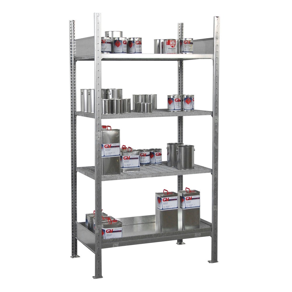 Illustration du produit: Rayonnage pour petits bidons Bauer®, module de base avec bac de rétention 3017-4E, galvanisé