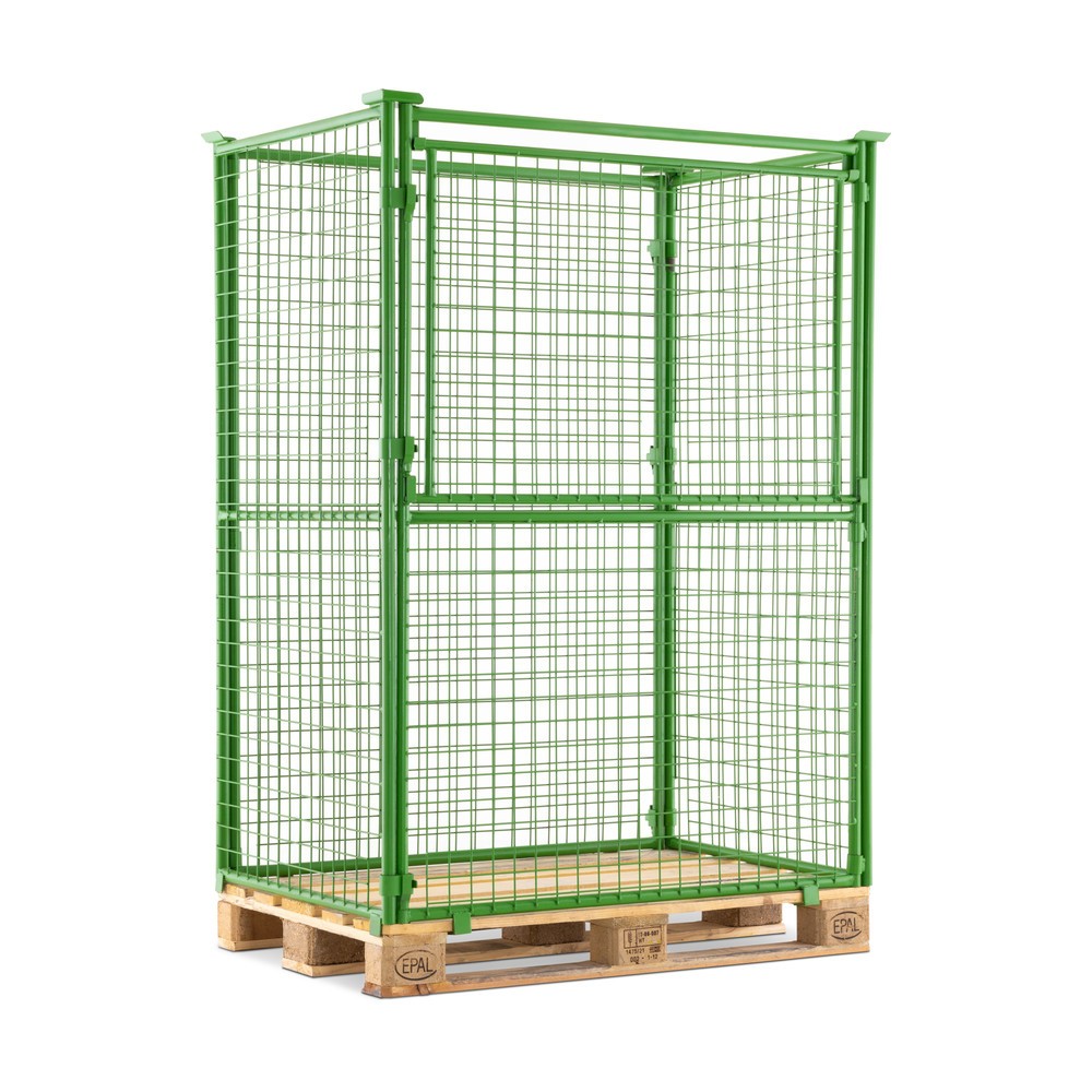 Numéro de l'image du produit 1: Rehausse de palette BASIC avec clapet, mailles 50 x 50 mm, H x l x P 1 600 x 1 200 x 800 mm, vert mai