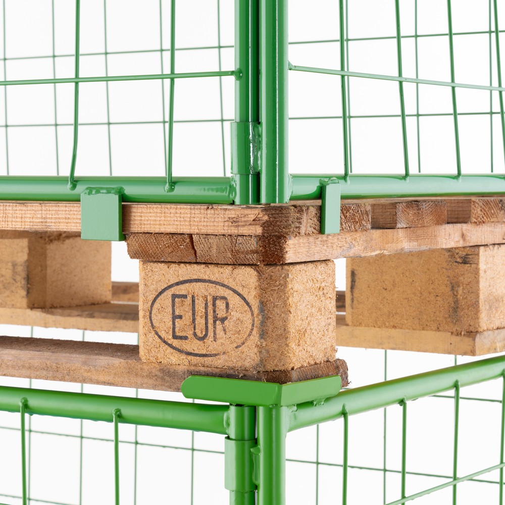 N° de l'image du produit 6 : Rehausse de palette BASIC avec clapet, mailles 100 x 100 mm, H x l x P 800 x 1 200 x 800 mm, vert mai