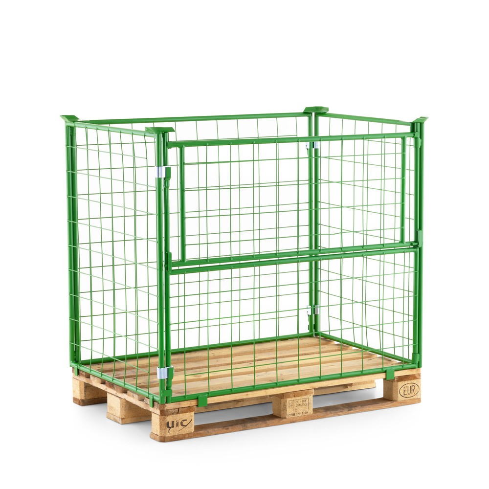 Illustration du produit: Rehausse de palette BASIC avec clapet, mailles 100 x 100 mm, H x l x P 800 x 1 200 x 800 mm, vert mai