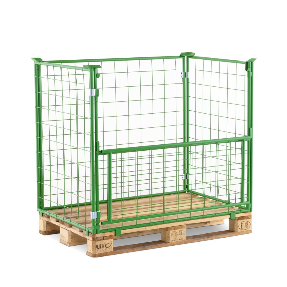 N° de l'image du produit 8 : Rehausse de palette BASIC avec clapet, mailles 100 x 100 mm, H x l x P 800 x 1 200 x 800 mm, vert mai