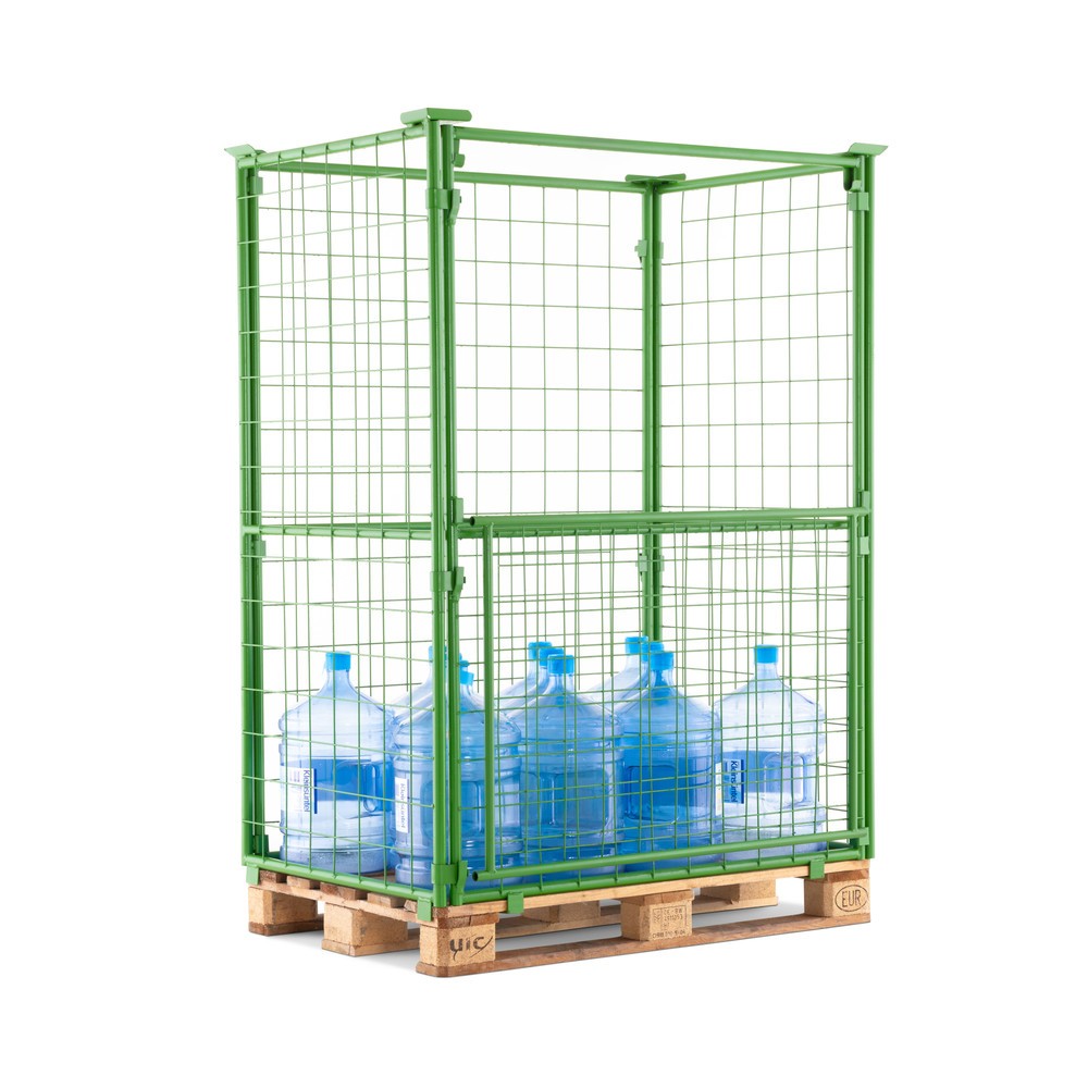 Numéro de l'image du produit 6: Rehausse de palette BASIC avec clapet, mailles 100 x 100 mm, H x l x P 1 600 x 1 200 x 800 mm, vert mai