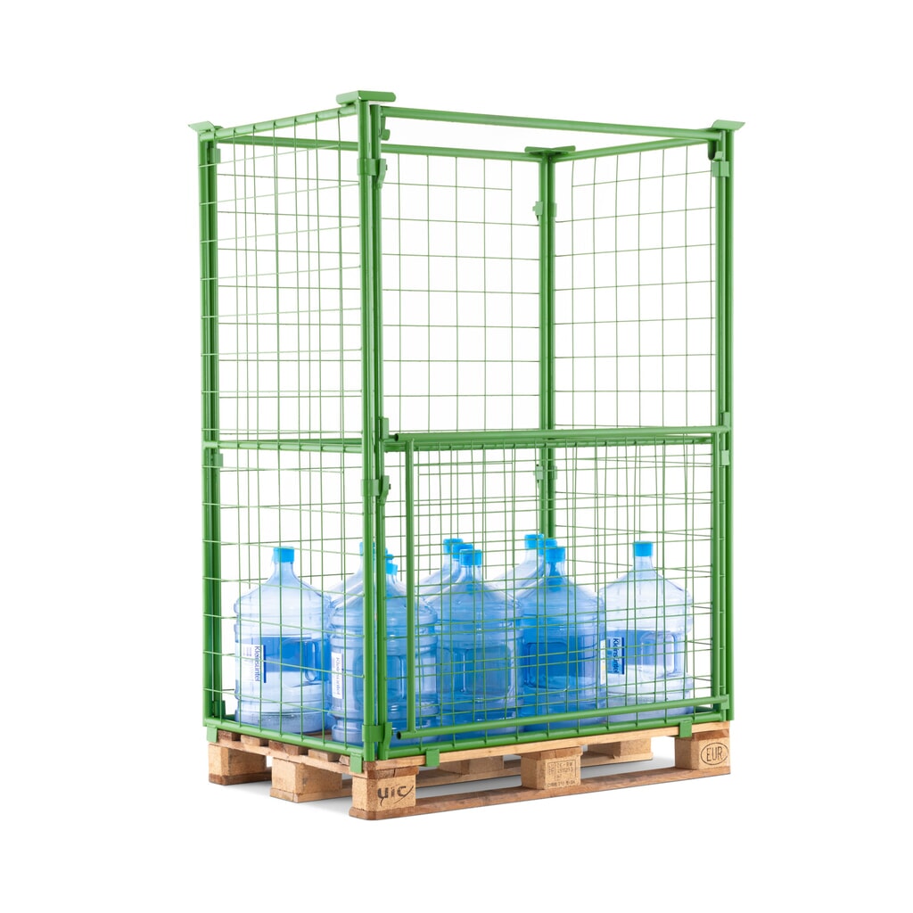 N° de l'image du produit 6 : Rehausse de palette HEMMDAL avec clapet, mailles 100 x 100 mm, H x l x P 1 600 x 1 200 x 800 mm, vert mai