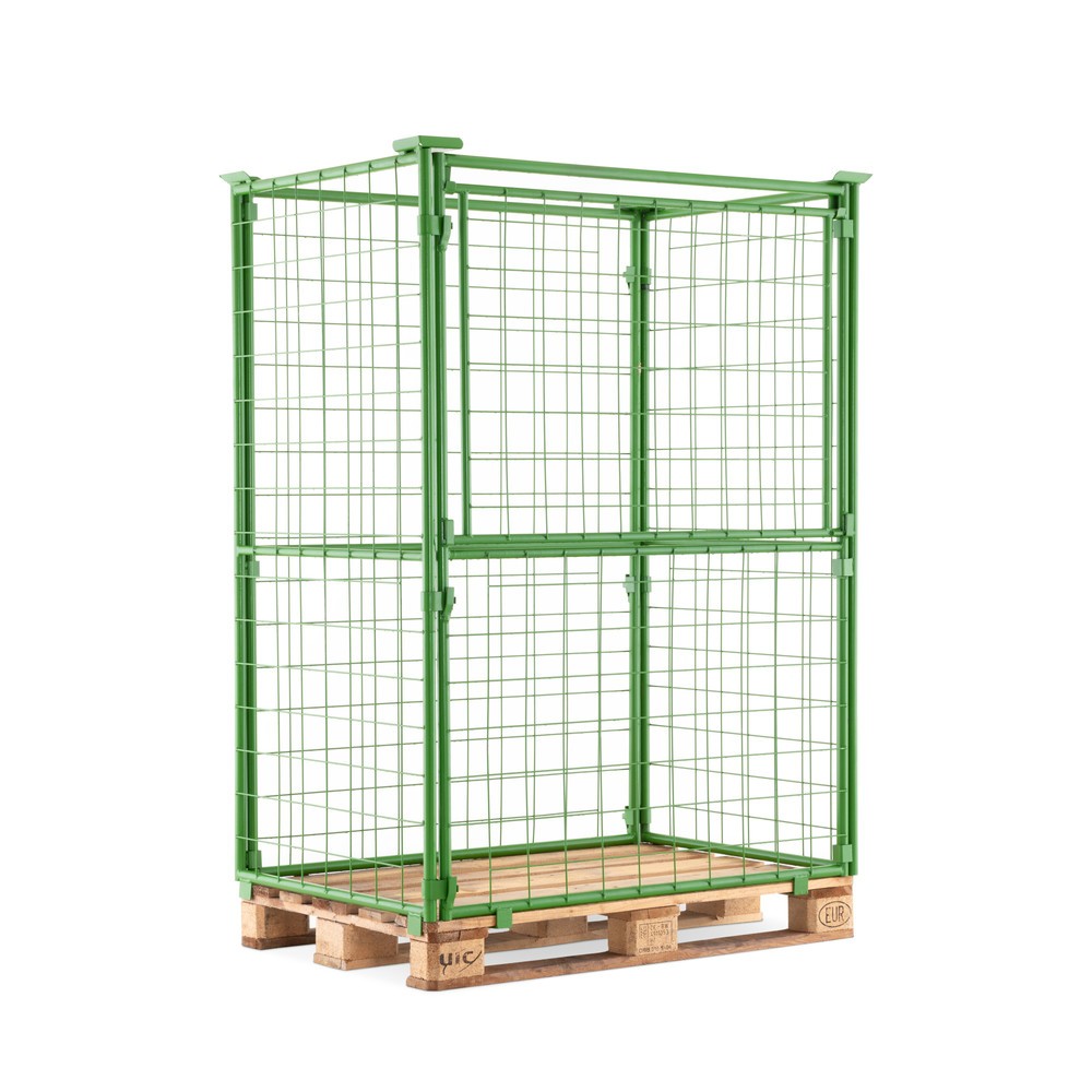Numéro de l'image du produit 1: Rehausse de palette BASIC avec clapet, mailles 100 x 100 mm, H x l x P 1 600 x 1 200 x 800 mm, vert mai