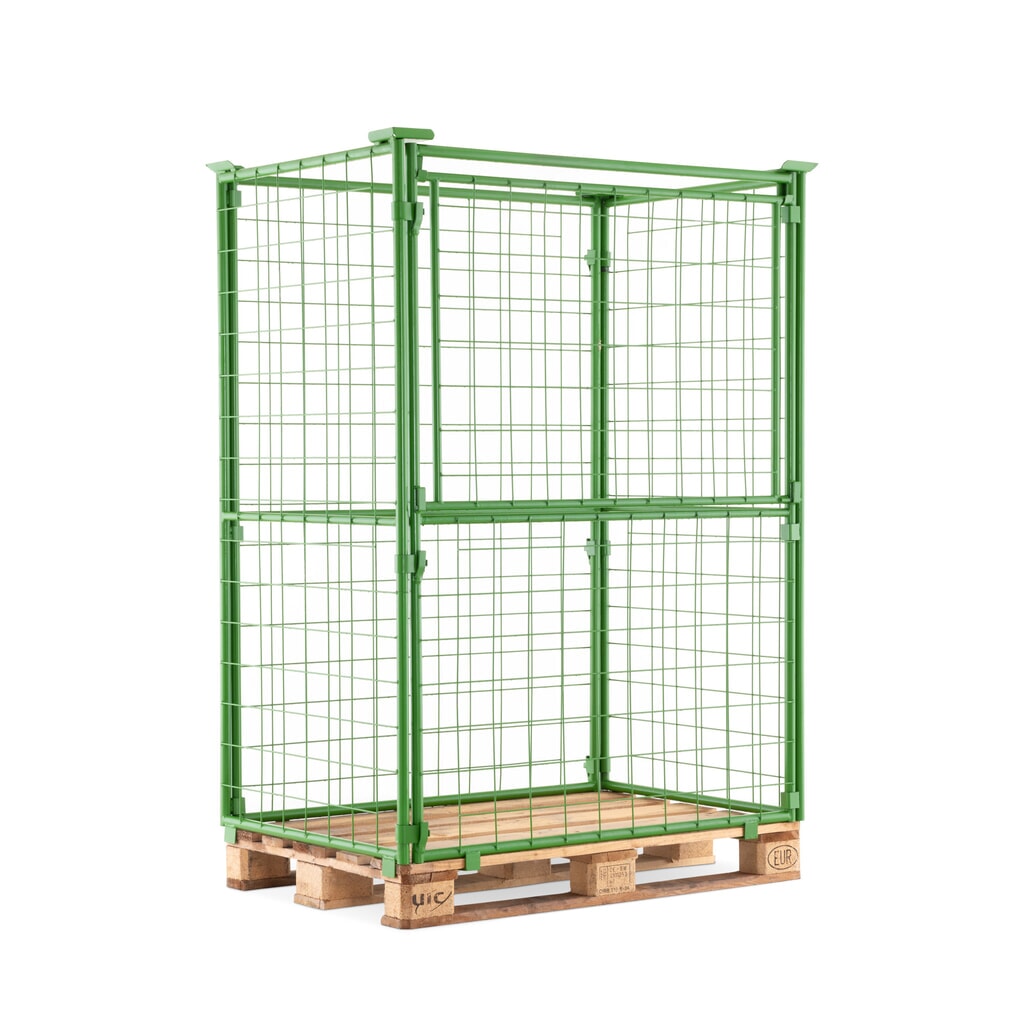 Illustration du produit: Rehausse de palette HEMMDAL avec clapet, mailles 100 x 100 mm, H x l x P 1 600 x 1 200 x 800 mm, vert mai