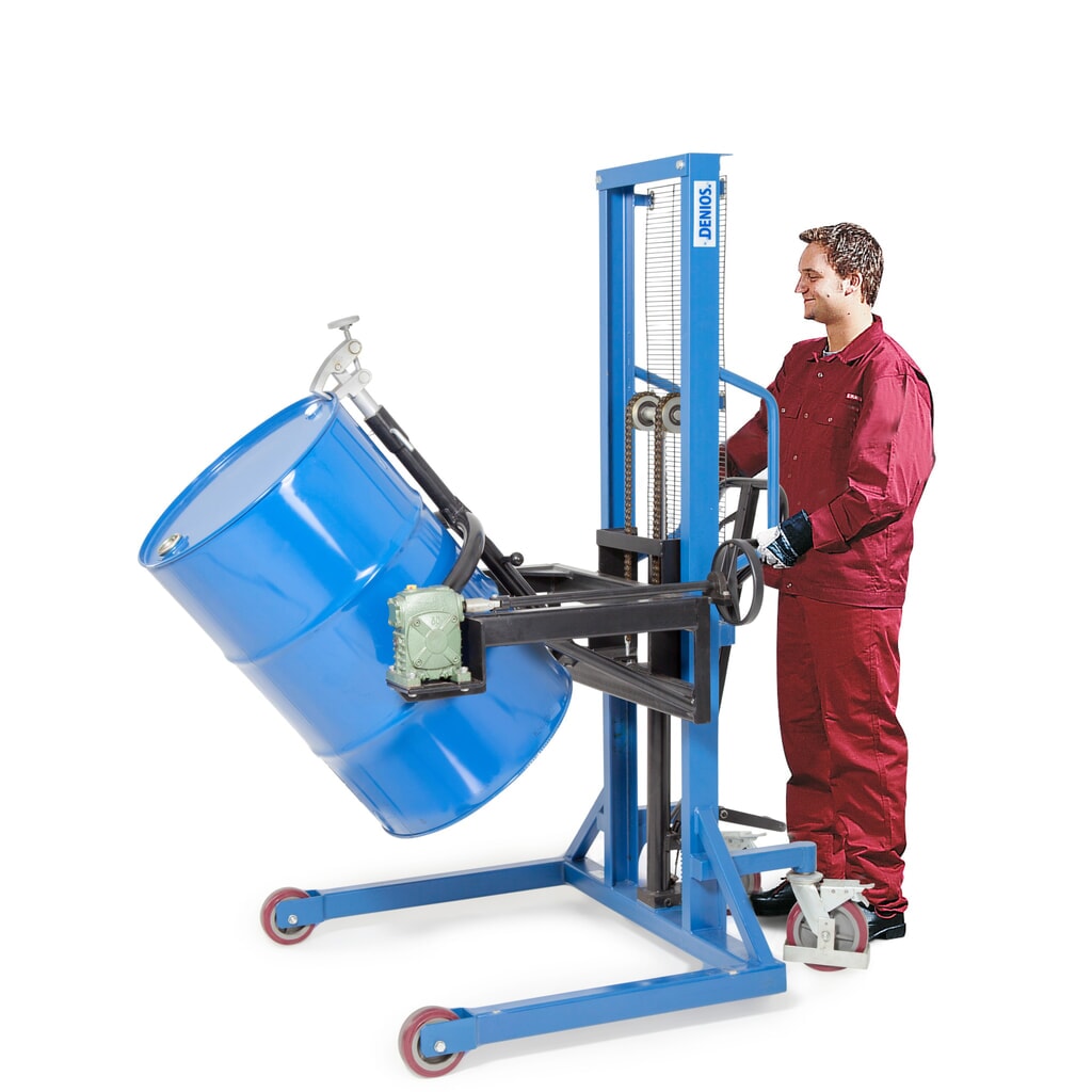 Retourneur de fûts 180°, capacité de charge 350 kg, levée par timon, hauteur de levée 0-1300 mm N° de l'image du produit 4 : Retourneur de fûts 180°, capacité de charge 350 kg, levée par timon, hauteur de levée 0-1300 mm