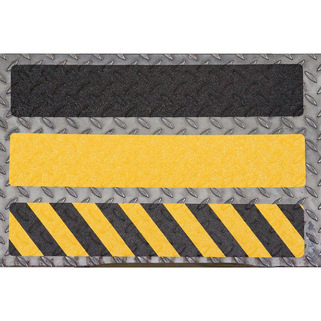 Revêtement antidérapant m2™, déformable, 10 pièces, L x l 610 x 150 mm, noir-jaune Illustration du produit: Revêtement antidérapant m2™, déformable, 10 pièces, L x l 610 x 150 mm, noir-jaune