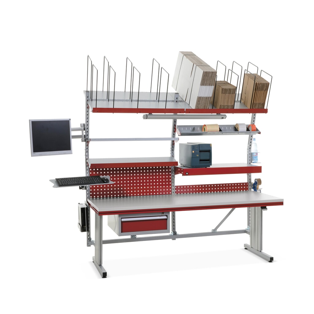 Illustration du produit: Rocholz table d’emballage FLEX Premium réglable en hauteur électriquement, équipement complet, H x l x P 720-1 120 x 2 000 x 800 mm