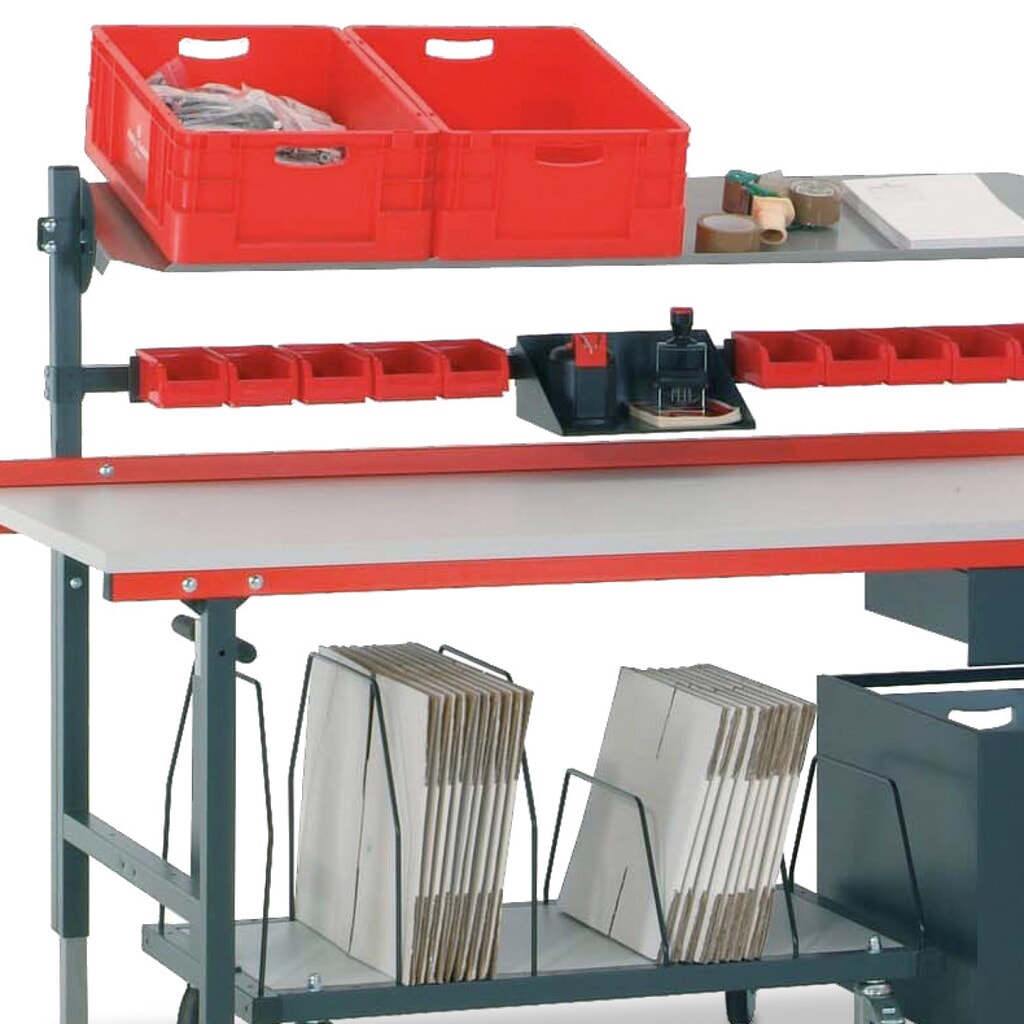 Rocholz Table d’emballage réglable manuellement en hauteur, capacité de charge 200 kg, H x l x P 690-960 x 2 000 x 920 mm N° de l'image du produit 3 : Rocholz Table d’emballage réglable manuellement en hauteur, capacité de charge 200 kg, H x l x P 690-960 x 2 000 x 920 mm