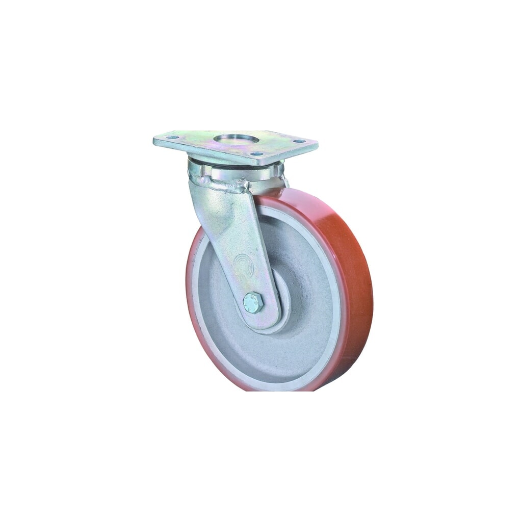 Illustration du produit: Roulette pour charges lourdes en polyuréthane moulé Prothane®, roue directrice, roulement à billes, plaque, Ø x largeur 150 x 50 mm, capacité de charge 800 kg